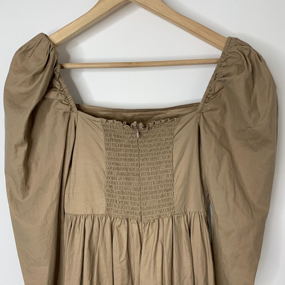 Reformation Luce Long Sleeve Stretch Khaki Midi Dress Womens 0 - Picture 10 of 16